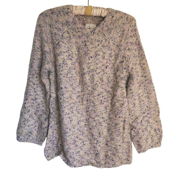 Lou & Grey Multicolor Confetti Fuzzy Crewneck Sweater Small Artsy Cozy Lounge - Picture 2 of 6